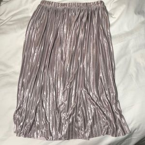 Zara pleated metallic pink midi skirt